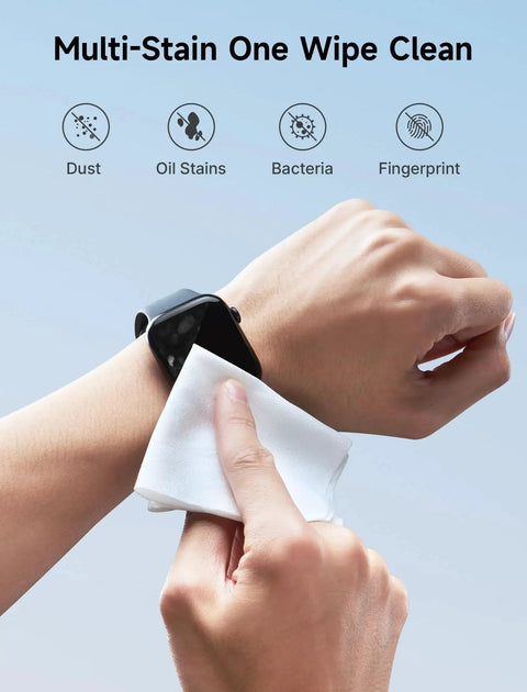 50 Pack Microfiber Cleaning Cloths 6x6 Inches Safe For Lenses Screens Devices used on smartwatch surface for cleaning