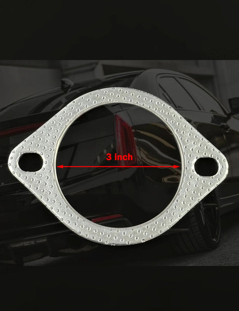YAMAKATO 3-inch two-bolt high-temp exhaust gasket, silver metal, 76mm automotive part