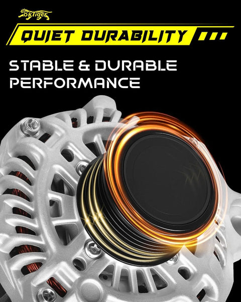 Close-up of Beefed Up Alternator For Honda Accord 2014 2015 2016 2017 2.4L L4 12V 110A Clockwise 7 Groove Pulley Direct Fit