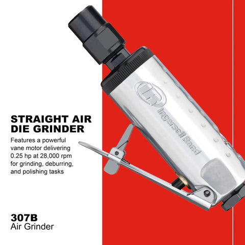 One Quarter Inch Air Die Grinder With Straight Head Design, Lightweight Aluminum Housing, 28,000 RPM, 0.25 HP Vane Motor