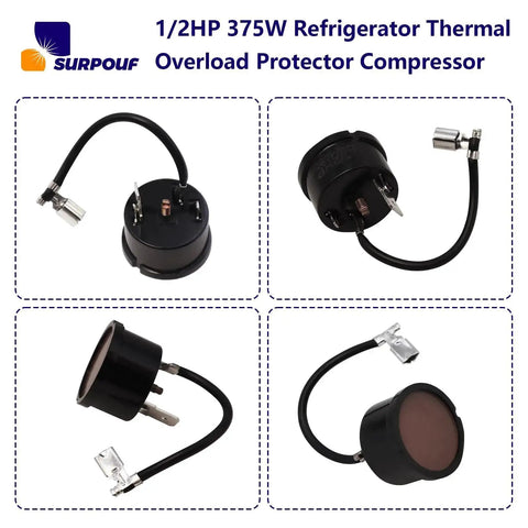 1/2HP 375W Refrigerator Thermal Overload Protector For Compressor Replacement Parts with Auto Shutoff