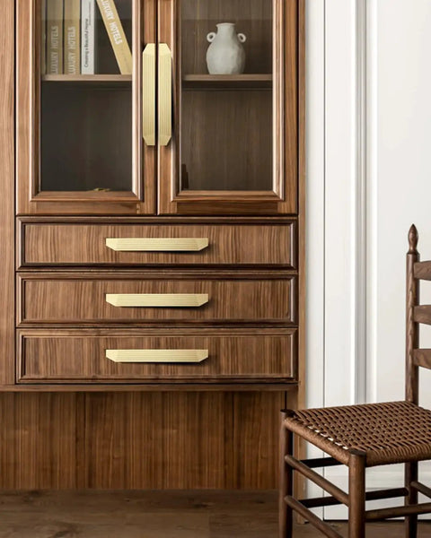 Brushed Gold Cabinet Pulls 9.75 Inch Polygon Drawer Handles 2 Pack With Screws on wooden cabinet doors and drawers