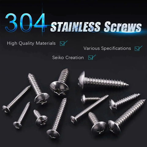 304 stainless screws from 200Pcs Self Tapping Screws Set With Phillips Truss Head For Wood Metal PVC Plastic Stainless Steel 304 Assorted Sizes