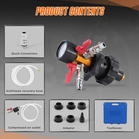 Universal Coolant Vacuum Refill Kit With 5 Adapters And Pressure Gauge For Leak Detection components and adapters