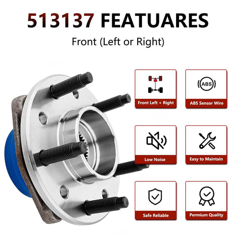 Pair Front Wheel Bearing Hub Assembly Premium Replacement For Chevy Malibu 1997-2003 2004-2005 features diagram