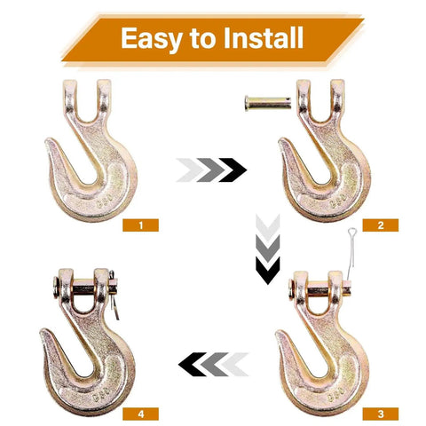 Grade 80 3/8 Chain Hook Clevis Grab Hook 4 Pack Heavy Duty Tow Hook 7,100 Lbs installation steps