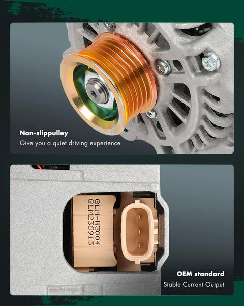 Close-up of Plug And Play Alternator Replacement for Mazda CX5 with non-slip pulley and OEM standard output