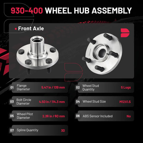 Front Wheel Bearing Hub Assembly 5 Lug 2 Pack Compatible With Toyota Camry Avalon Venza Sienna Highlander And Lexus for front axle.
