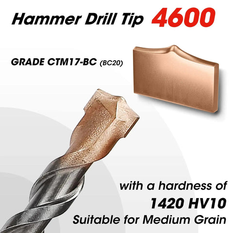 Close-up of 8-Piece SDS Plus Drill Bit Set With Carbide Tips For Concrete Brick Stone And Cement, showing hammer drill tip 4600.