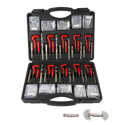 263 Piece Thread Repair Kit With HSS Drill Bits And Helicoil Inserts For Metric And SAE Threads in black carrying case