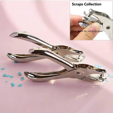 Heavy Duty Handheld Paper Hole Punch For Crafters, Dual Size One Hole Puncher with ergonomic grip on pink surface