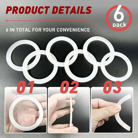 6 Pack Silicone Gasket Seals For Moka Express Dama 9 Cup Stovetop Coffee Maker Food Grade Pro Grade Silicone Replacement Rings