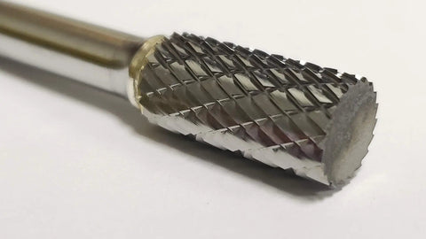 Close-up of 3/8 Inch SA-3 Carbide Burr Cylinder Double Cut For Precision Metal Shaping And Finishing Solid Carbide Rotary Tool Bit