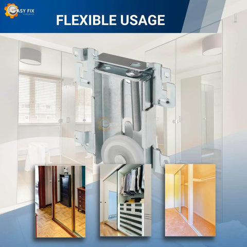 Premium 1-7/16 Inch Nylon Flat Edge Closet Door Roller Assembly for Steel Framed Mirror Doors, close-up view