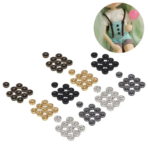 Metal Snap Buttons 5mm Sew On Replacement Kit 100pcs for Clothing Pants Skirts Collars in Assorted Colors Silver Bronze Black Gold