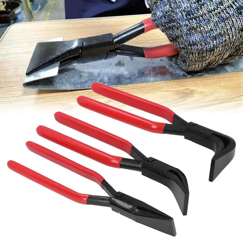 Three Angle Metal Bending Pliers Set with straight 40mm wide jaws for sheet metal flattening and bending featuring 45 and 90 degree modes