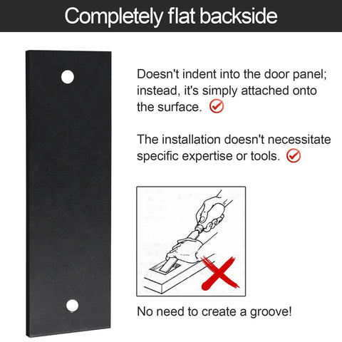 Finger Flush Pulls for Sliding Pocket Barn Door Handle Set, Recessed Rectangular Plate, Matte Black Finish, flat backside view
