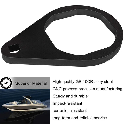 All In One Bearing Carrier Retainer Nuts Install Remove Tool 91-8053741 detail view with material specifications for Mercruiser Bravo III Drives.
