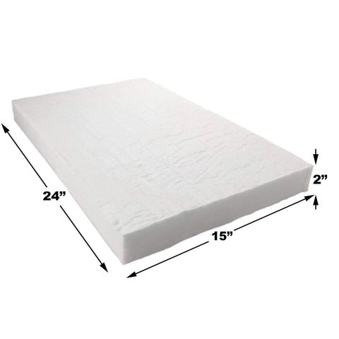 Ceramic fiber insulation blanket, white, 2 in thick, 15 x 24 in, fireproof up to 2400F.