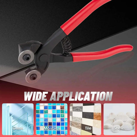 Glass Tile Nippers 7 Inch Heavy Duty Wheeled Glass Mosaic Nipper With Soft Rubber Handle For Stained Glass And Ceramic Tile Projects Includes Two Replacement Blades And Allen Wrench