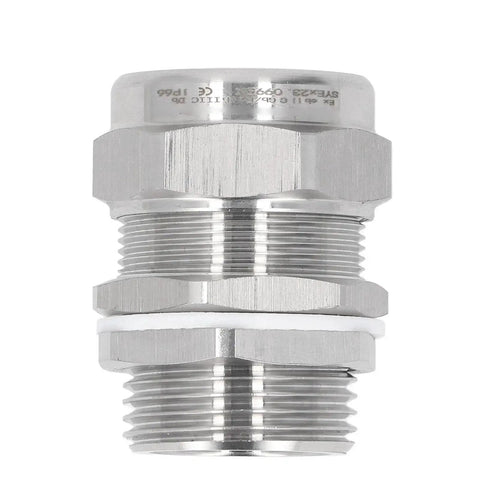 Stainless Steel Cable Gland Connector IP66 Explosion Proof Dual Sealing G1 Thread M32 NPT 1 Inch Front View
