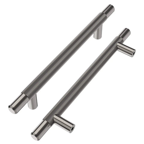10 Pack Black Nickel Cabinet Pulls With 5 Inch Hole Centers T Bar Knurled Handles For Cabinets Closets Drawers Wardrobes