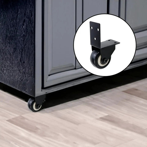 Two Pack Swivel Caster Wheels With L Shaped Plate, 50mm Diameter Silent Caster Replacement, Black, installed on furniture