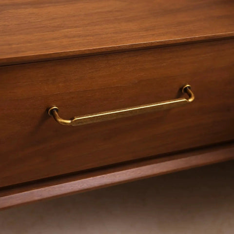 Antique Brass Zinc Alloy Cabinet Pulls 3 Inch Hole Center 76mm Solid Drawer Handles installed on wooden cabinet