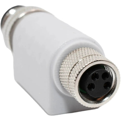 Close-up of M12 Male to M8 Female Sensor Adapter With 4 Pin A Coded Connector for Industrial Automation, IP67 Rated Cable Adapter