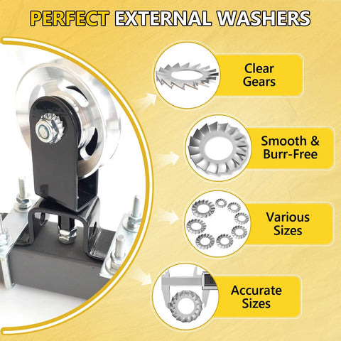 550-piece external tooth lock washer set, 304 stainless steel, metric sizes M2.5–M12 for fasteners