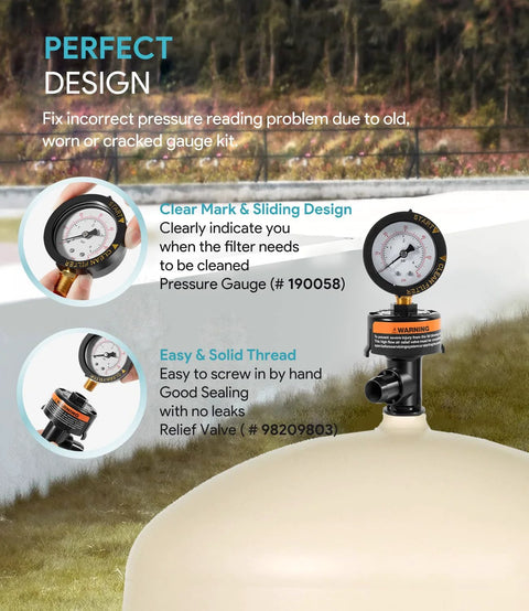 Sixcow high-flow manual relief valve with pressure gauge for pool and spa filter, Amazon brand