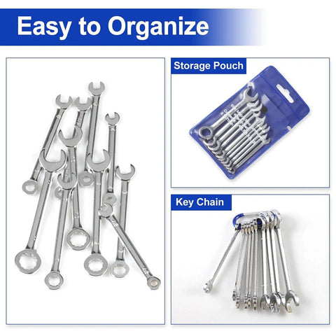 Metric 10 Piece Mini Wrench Set With Open End And Box End Handles From 4mm To 11mm, Handy Compact Tool Kit With Storage Pouches
