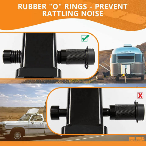 Heavy Duty Trailer Hitch Lock With 5/8 Inch Pin, 3-1/2 Inch Long, Fits Class III And IV 2 Inch And 2-1/2 Inch Receivers, shown with anti-rattle O-rings.