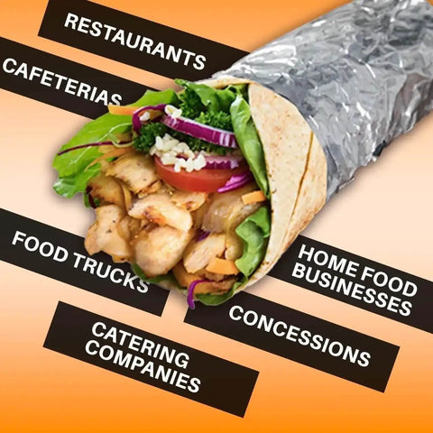 Wrapped burrito in 150 Sheets Insulation Aluminum Foil Sandwich Wrapping Paper Sheets 10.75 x 14 Inches For Sandwiches Burritos And BBQ