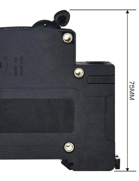 Side view of Beefy 30 Amp Circuit Breaker For DIN Rail Mount Solar Disconnect Switch 2 Pole 1000V with measurement