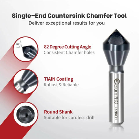 Pro Grade Beast Heavy Duty Cobalt TiAlN Coated Single End Countersink Chamfer Tool 82 Degree Bit for precision work.