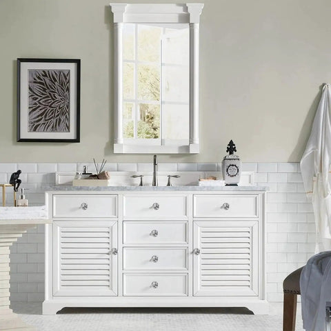 White bathroom vanity with Flower Shaped Cabinet Knobs 8 Pack In Brushed Satin Nickel For Drawers Dressers And Closets