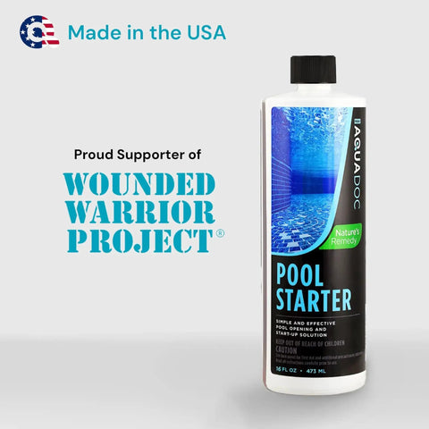 Easy Breezy Pool Opening Kit With 16oz Enzyme Opener For Up To 15,000 Gallons bottle, Wounded Warrior Project supporter logo