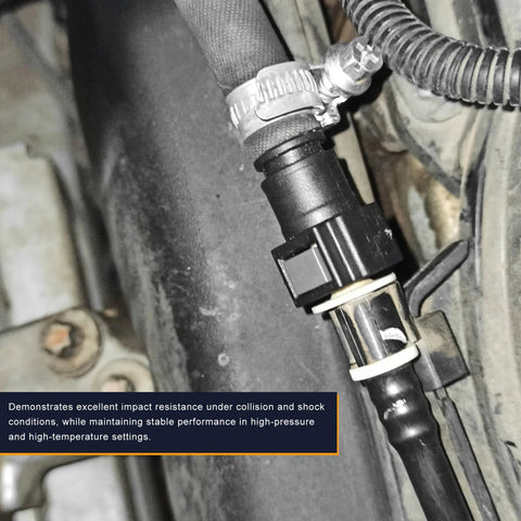ZNDAW 2-pack fuel line quick connector, 3/8 SAE to 5/16 ID nylon tubing, Bundy female to hose barb, installed on vehicle hose