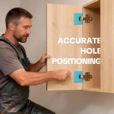 Man using Magnetic Hinge Installation Jig And Mortise Template Set For Wood Doors, Cabinets, And Drawers Drill Free, Precise 2Mm Groove Alignment