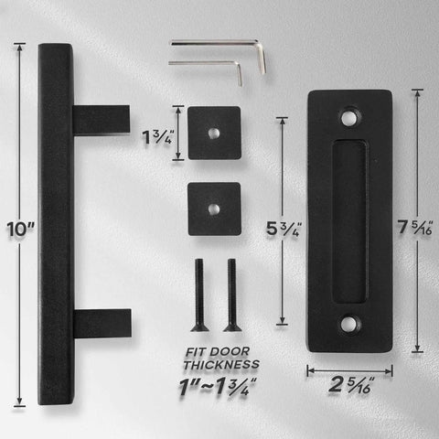 2 Pack 10 Inch Sliding Barn Door Pull Handle With Flush Hardware Double Sided Heavy Duty Rustic Matte Black Powder Coated Easy Install