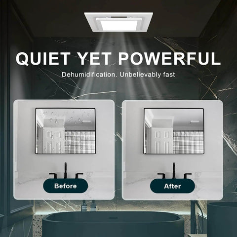 Installed Ultra Quiet 12 Inch Bathroom Exhaust Fan With LED Light 141 CFM Three Color Temperatures 3000K 4000K 6600K