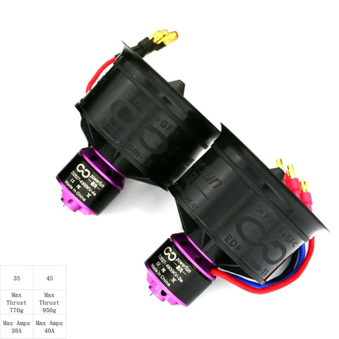 50mm EDF ducted fan with 11 blades and 4300KV RC brushless motor, 40A ESC for 2-4S LiPo 4S RC jet airplanes, delivers up to 770g thrust