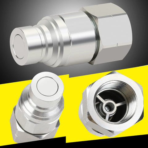 ANCIMOON 3/4 in NPT skid-steer hydraulic quick-connect fitting, chrome, with dust covers