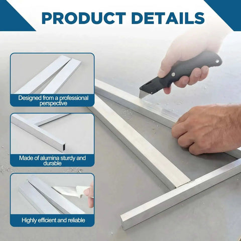 Beefy Heavy Duty Aluminum Square Duct Angle Cutting Guide With 15 Degree And 22.5 Degree Settings in use, showing precision cuts.