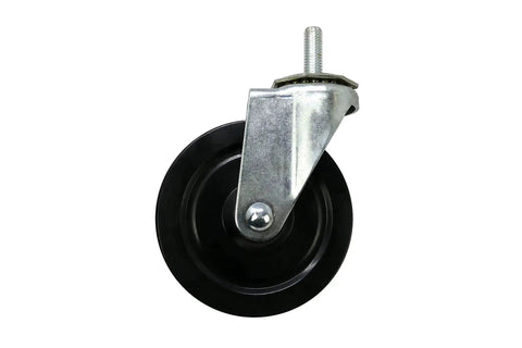 Four Inch Soft Rubber Swivel Stem Caster With Half Inch Stem Diameter And Two Hundred Pound Load Capacity Ideal For Furniture Carts And Equipment Black Finish Delivers Smooth Quiet Mobility On Hard Surfaces