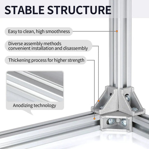 Close-up of 4 Pack 1000mm 2040 V Slot Aluminum Extrusion Profiles Anodized Silver for 3D printer frames and CNC machines