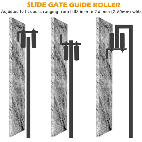 Diagram of 6 Inch Gate Roller Guide With L Bracket Heavy Duty Adjustable Sliding Gate Roller Kit for various gate widths