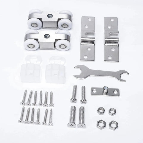 Two Piece Four Wheel Stainless Steel Sliding Door Hanging Wheel Set for halls kitchens cabinets and wardrobes nylon wheel 23mm