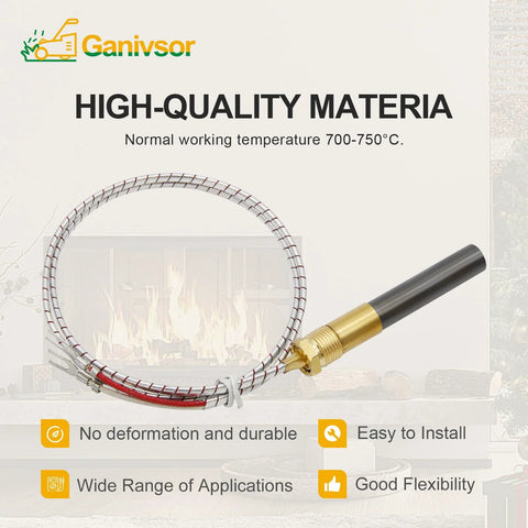 Ganivsor 24-inch aluminum thermopile with brass connector for gas water heaters and fireplaces.